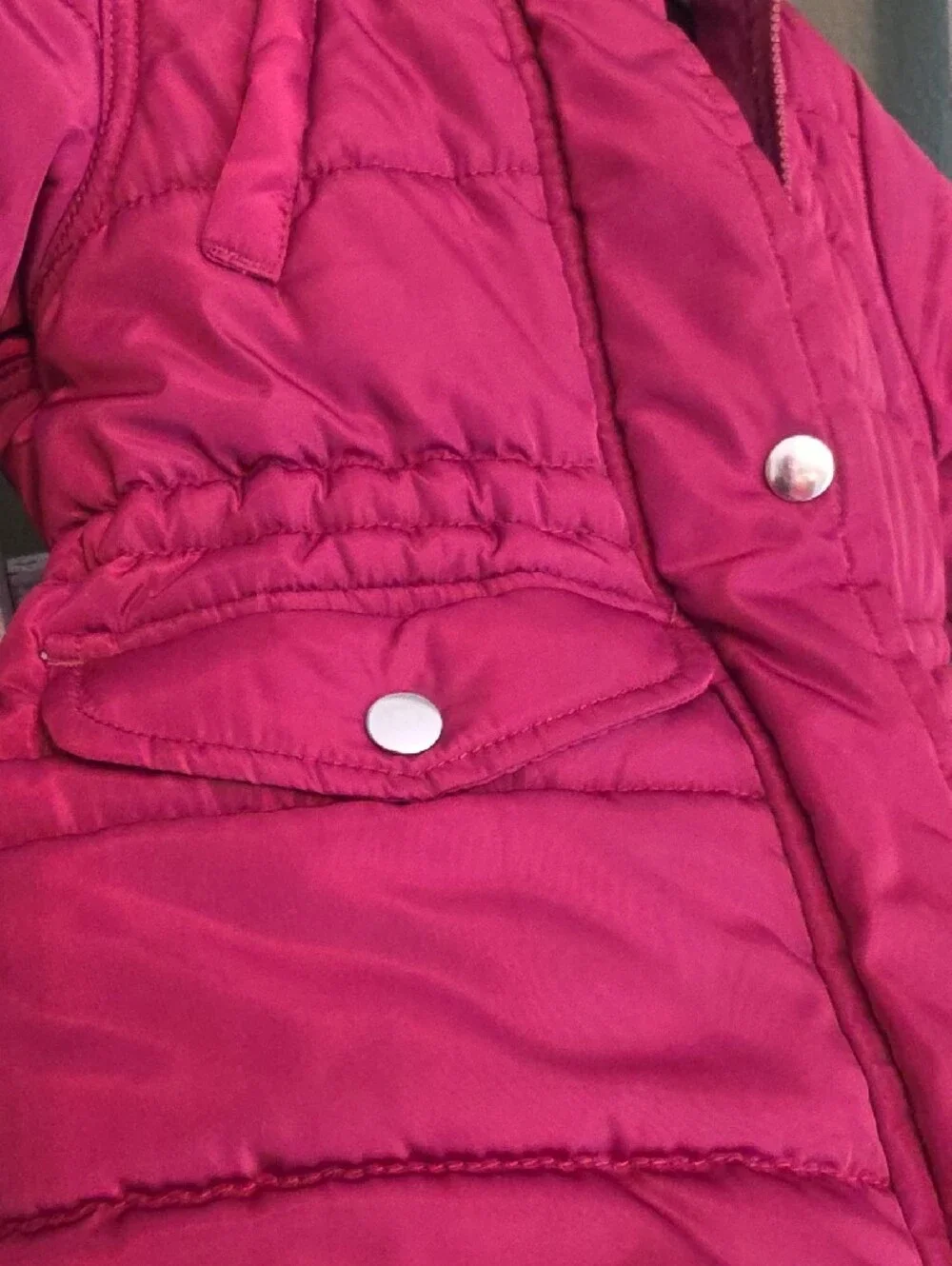 Carter's Hooded Puffer Jacket in Burgundy with Faux-Fur Trim